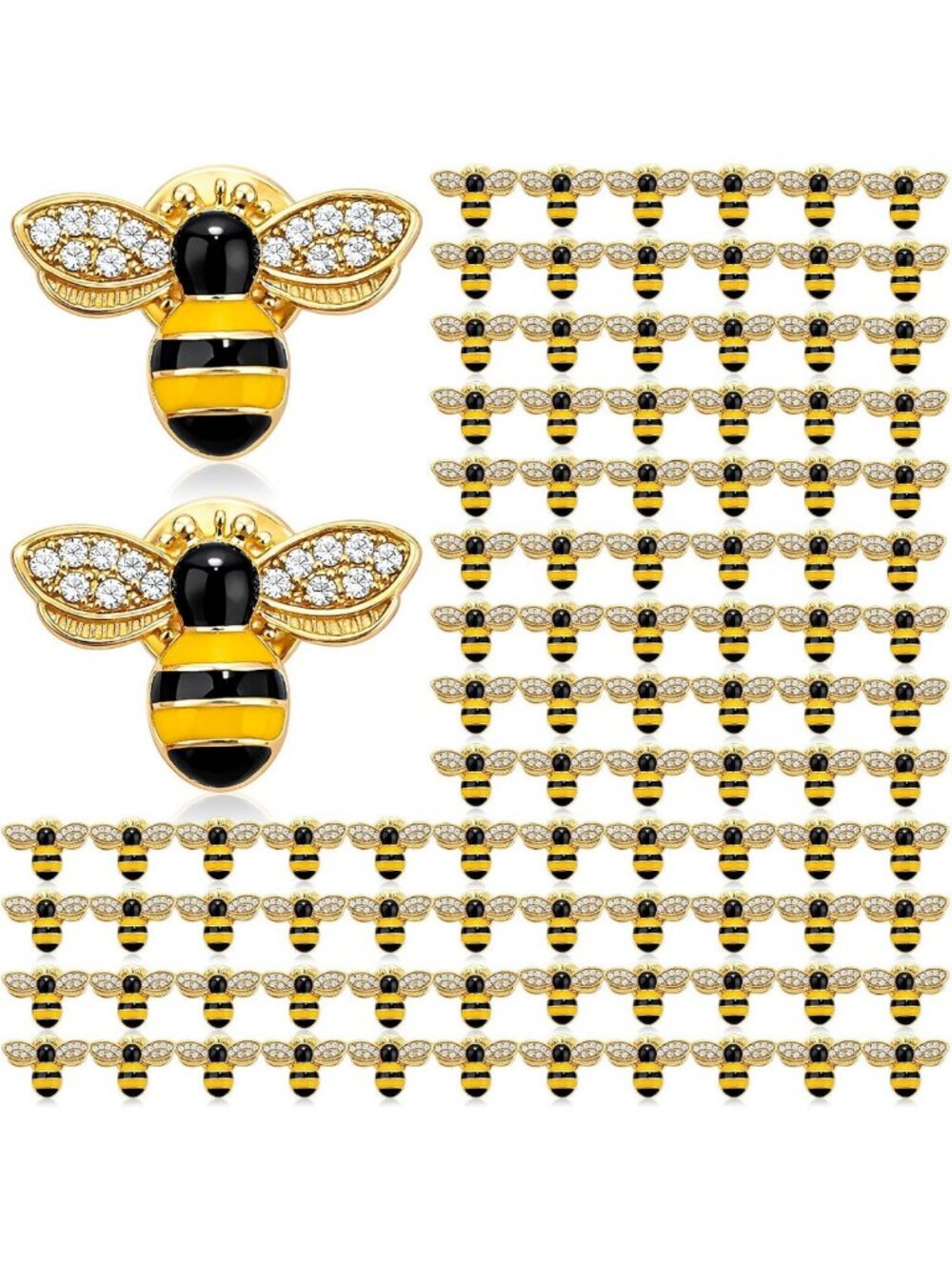 Rhinestone Bee Brooch Set - 25/50/100/200 Pcs for Women, Cute Insect Jewelry